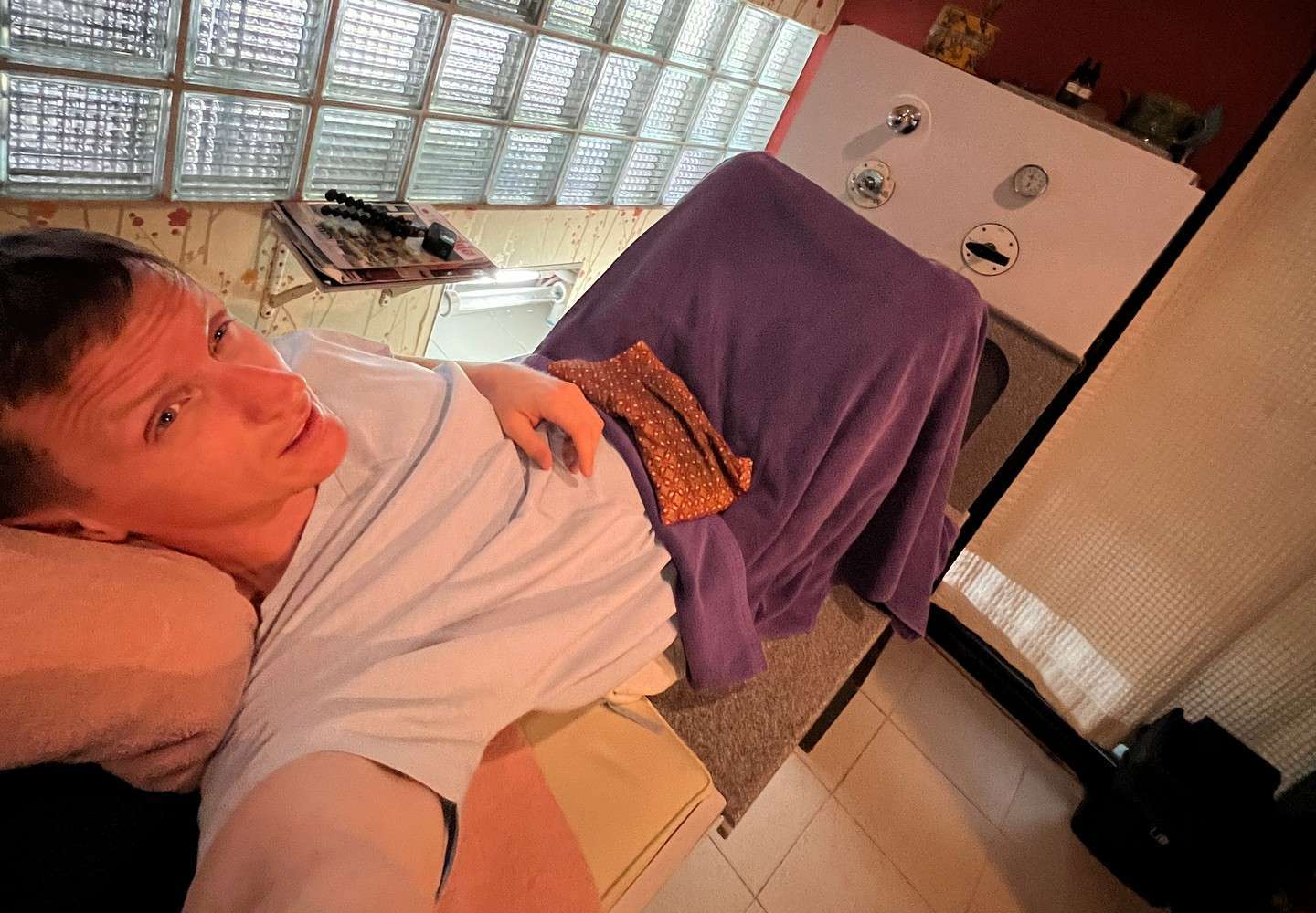 David Simpson undergoing colonic irrigation at Rasayani in Bangkok, Thailand. The day to end all days in Bangkok