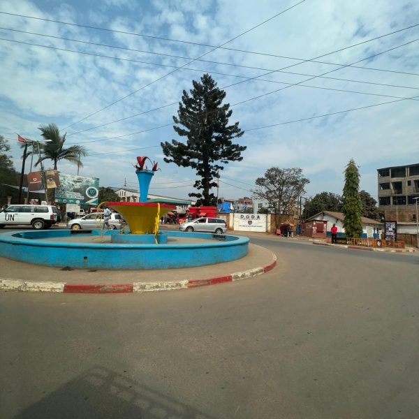 Roundabout in DRC. Caught filming at the DRC border