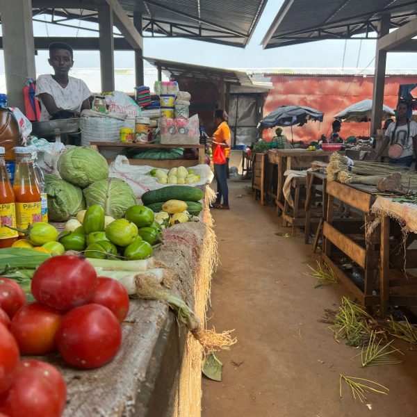 Vegetables stall at Jabe Market in Bujumbura, Burundi. Checking out Bujumbura