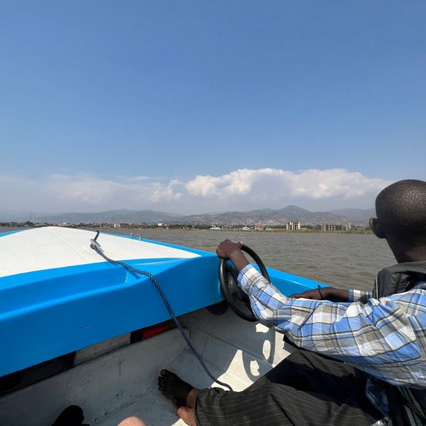 Aboard a boat at Lake Tanganyika in Bujumbura, Burundi. Checking out Bujumbura