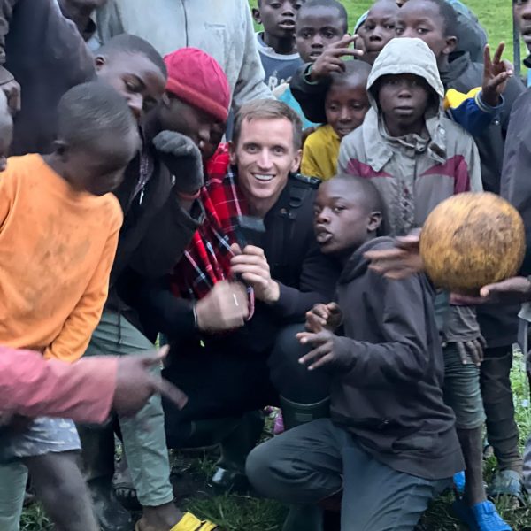 David Simpson with local kids in Masisi, DRC. Deep into the DRC