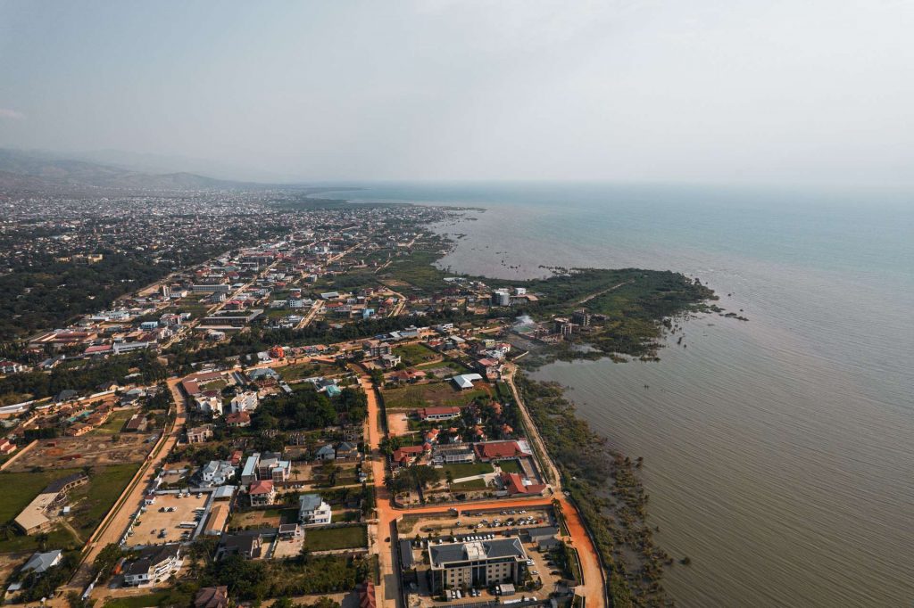 Aerial view of Bujumbura, Burundi. Checking out Bujumbura