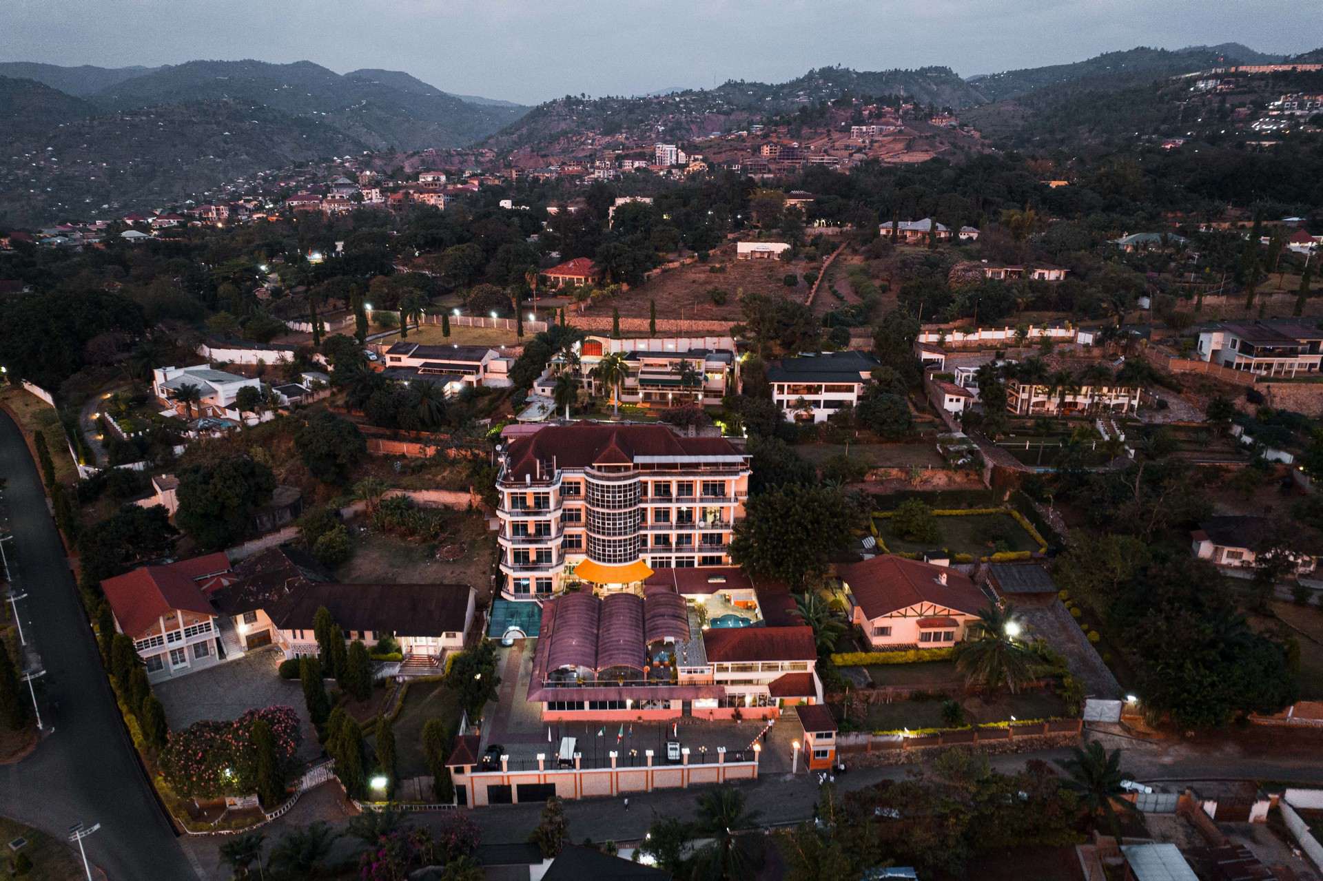 Aerial view of Bujumbura in Burundi. The most expensive hotel room in the poorest country