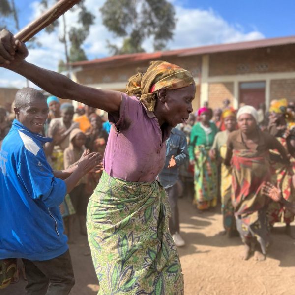 Local dancing at Batwa Pigmy Community of Burundi. A riot with the Royal Drummers and Batwas of Burundi