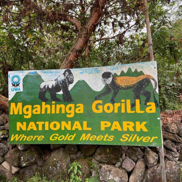 Signage at Mgahinga National Park in Uganda. Uganda Gorilla trek