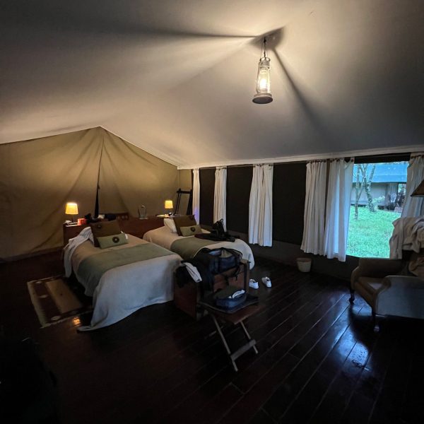 Bedroom accommodations at Karen Blixen Lodge, Kenya. The Masai Mara
