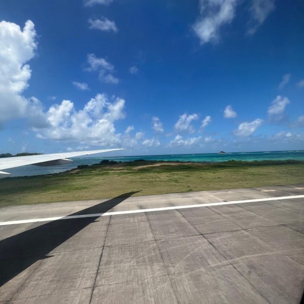 Airport runway in Seychelles. Seychelles, Vallée De Mai and Anse Lazio
