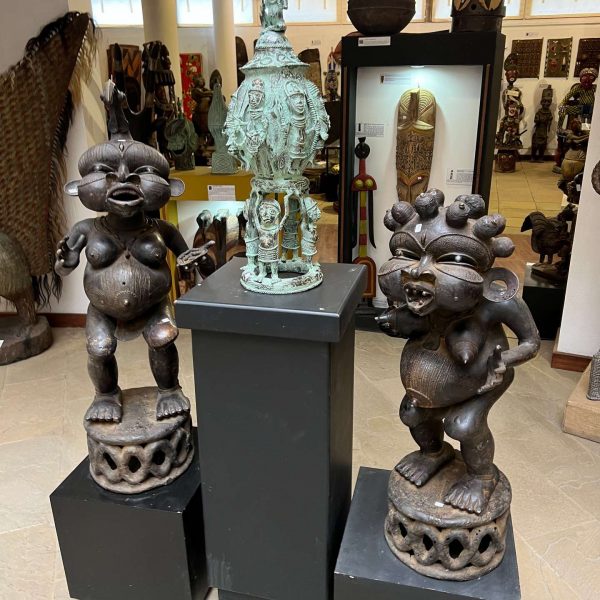 Sculptures at Cultural Heritage Center in Zanzibar, Tanzania. Arriving into Zanzibar