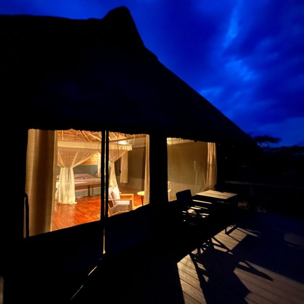 Tent at night at Lahia Lodge in Serengeti, Tanzania. The Serengeti
