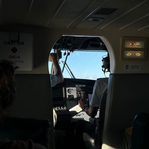 Plane cockpit going to Seychelles. Seychelles, Vallée De Mai and Anse Lazio