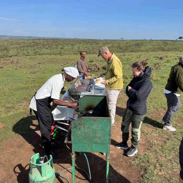 Bush breakfast in Masai Mara, Kenya. The Great Migration