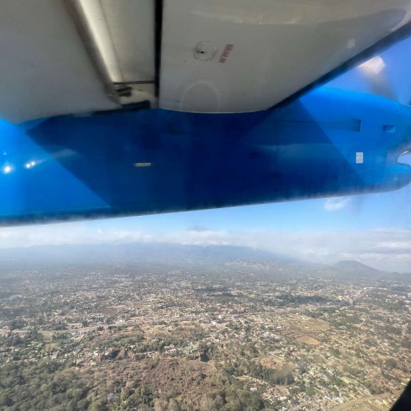 Plane window view in Zanzibar, Tanzania. Arriving into Zanzibar
