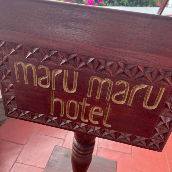 Maru maru hotel sign in Stone Town, Tanzania. Prison Island & Stone Town