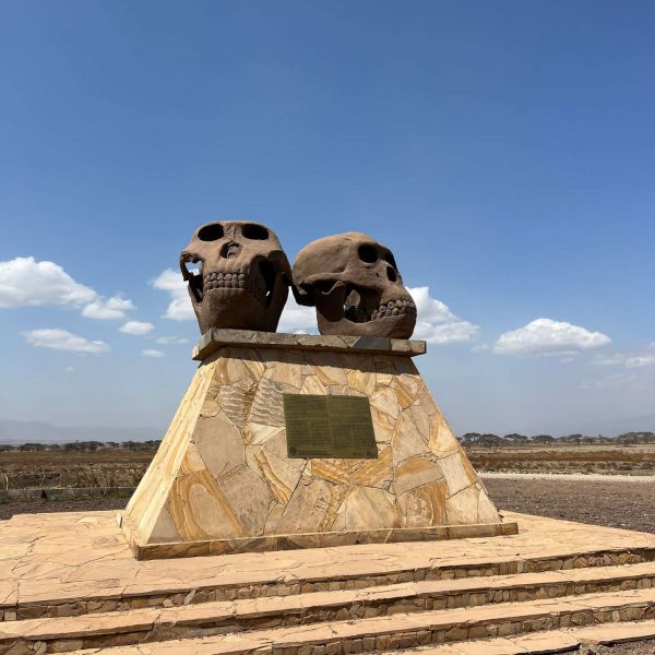 Gorilla skull monument in Ngorongoro Sanctuary, Tanzania. The Serengeti