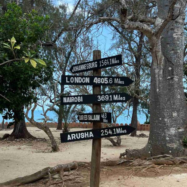Direction sign in Prison Island in Zanzibar, Tanzania. Prison Island & Stone Town