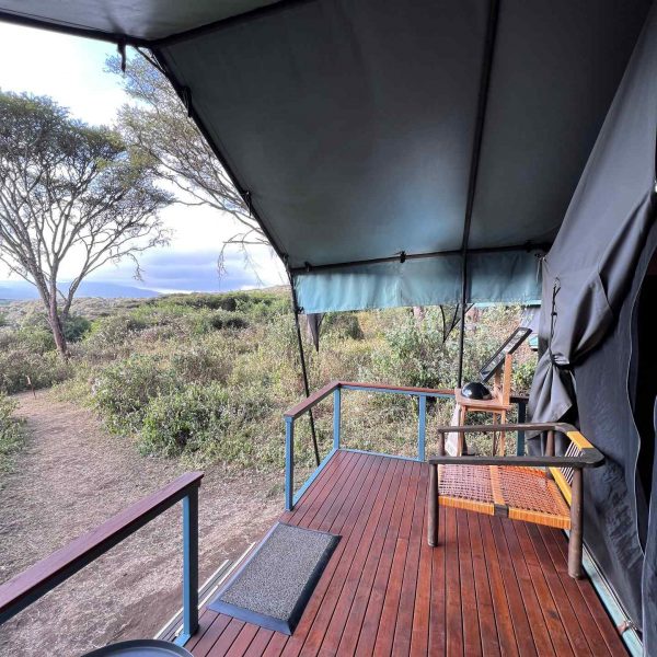 Tent terrace in Ngorongoro Sanctuary, Tanzania. The Serengeti