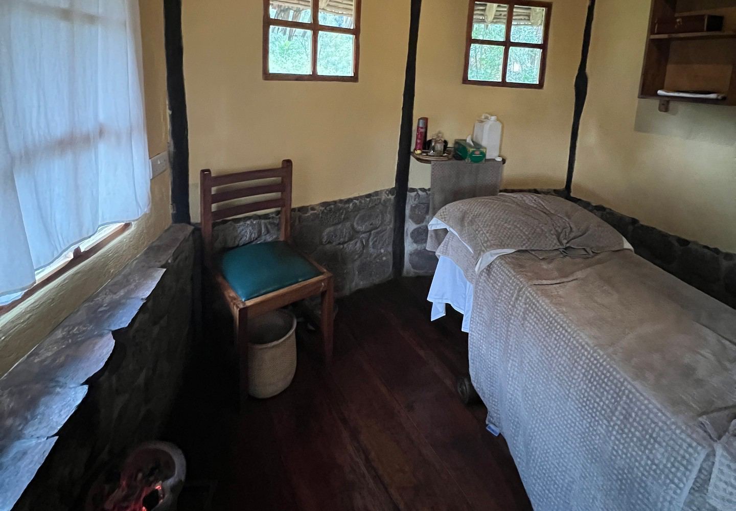 Massage room at Mgahinga National Park in Uganda. Uganda Gorilla trek