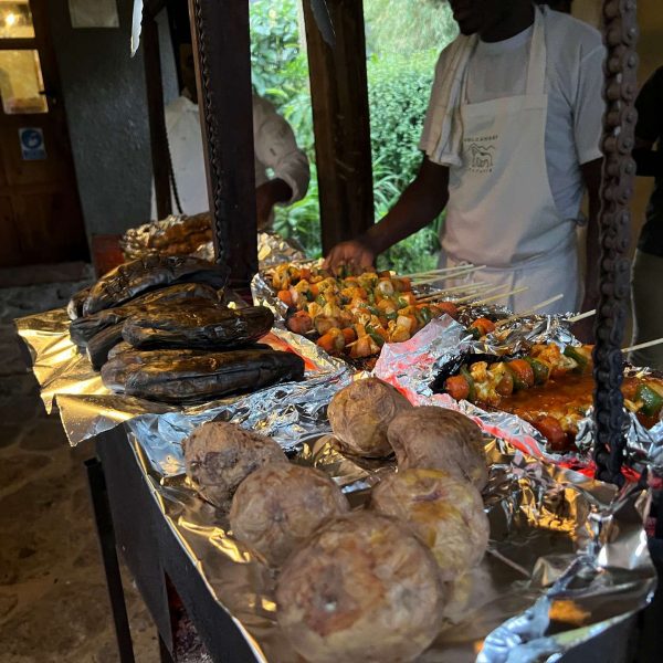 Food cooking at Mgahinga National Park in Uganda. Uganda Gorilla trek