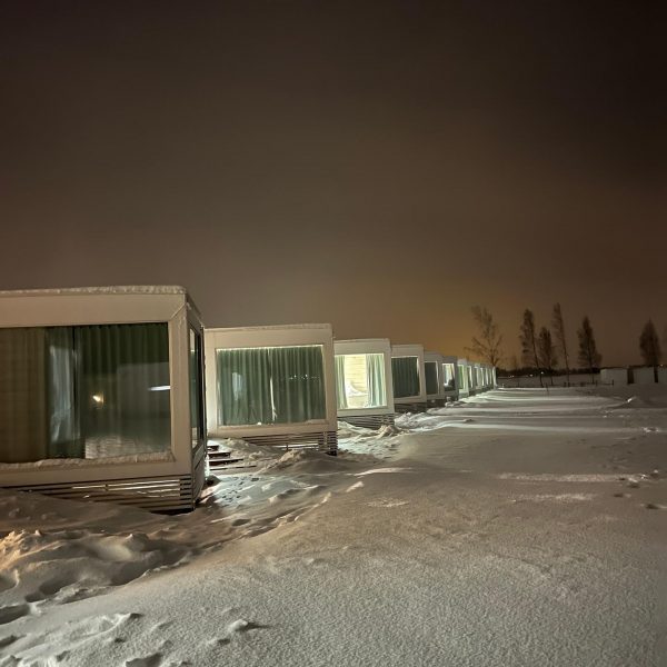 Hotel rooms at night in Kemi, Finland. The Polar Explorer Icebreaker, Sweden
