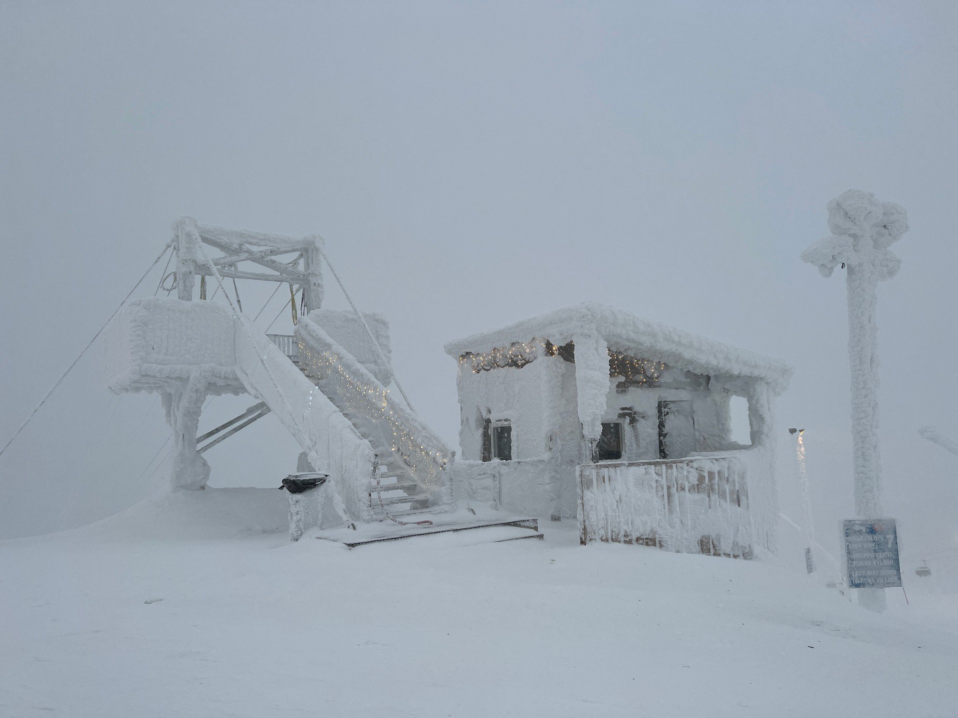 Snow covered building in Ruka, Finland. Reindeer yoga, vengeance & NYE