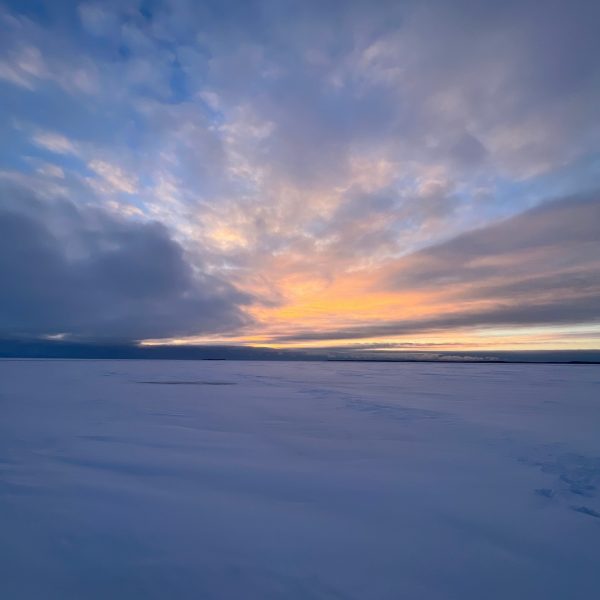 Sunrise and snow in Kemi, Finland. The Polar Explorer Icebreaker, Sweden