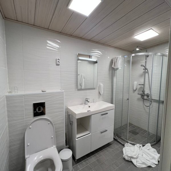 Hotel bathroom accommodations in Kemi, Finland. The Polar Explorer Icebreaker, Sweden
