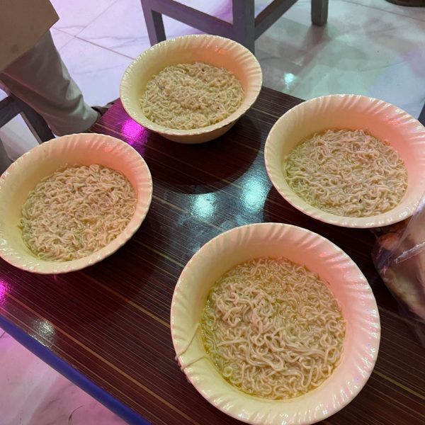Bowls of noodles in Helmand, Afghanistan. Flour mill, super noodles and the Afghan Ring road