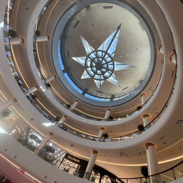 Ceiling of mall in Dubai, UAE. Dubai’s worst hotel