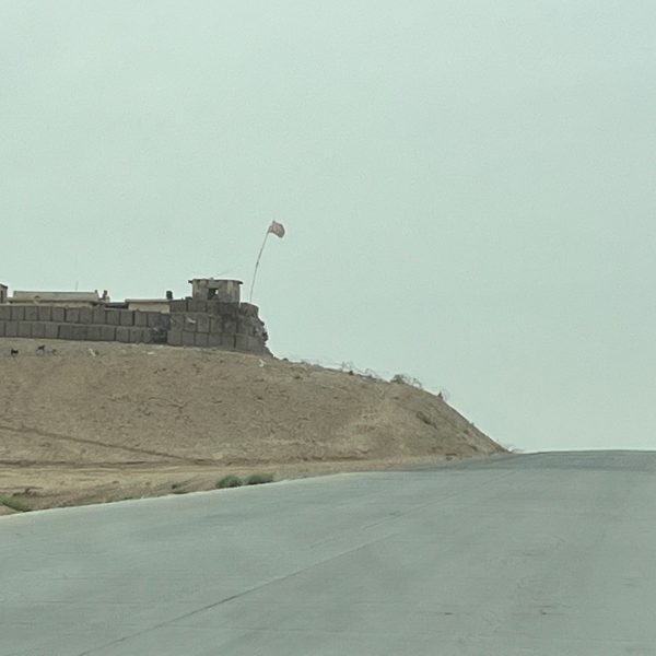 Military outpost in Herat, Afghanistan. Flour mill, super noodles and the Afghan Ring road
