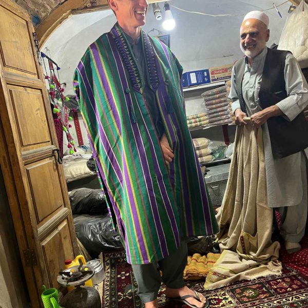 David Simpson with local tailor in Herat, Afghanistan. Camels, rolling & sleep ‘n fly