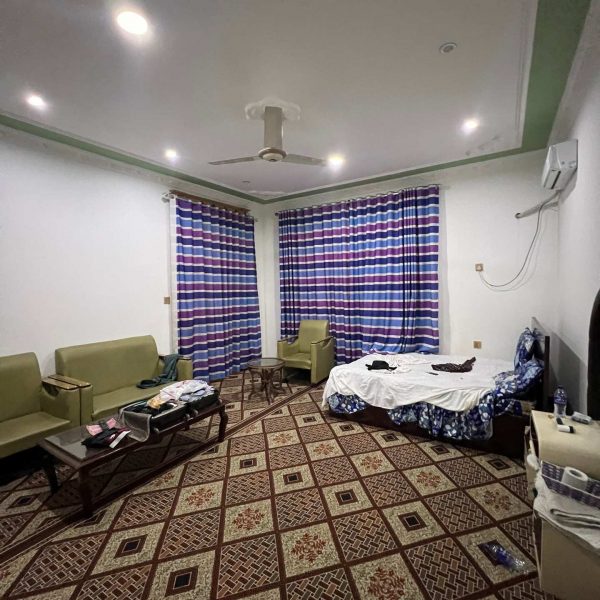 Hotel bedroom accommodations in Jalalabad, Afghanistan. Worst food poisoning, Jalalabad