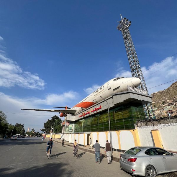 Plane on display at amusement park in Kabul, Afghanistan. Box camera and Afghan theme park