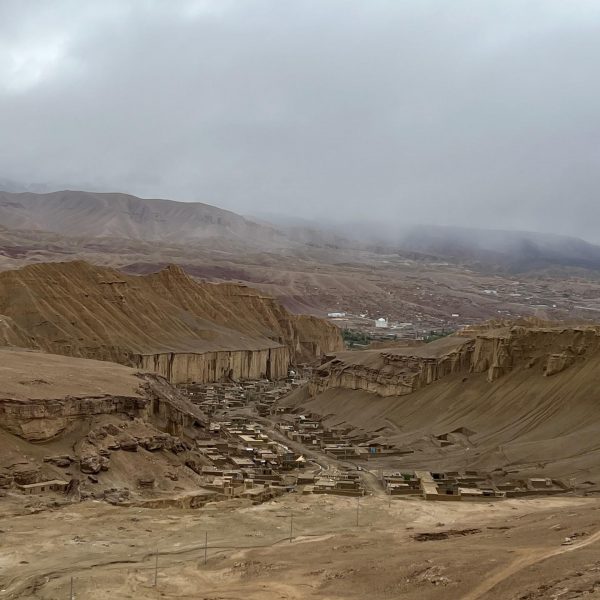 Mountains and houses in Bamiyan, Afghanistan. Bamiyan, Qlukhi & The Buddhas
