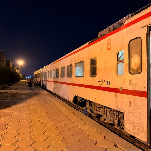 Train at station in Iraq. Iraqi sleeper train