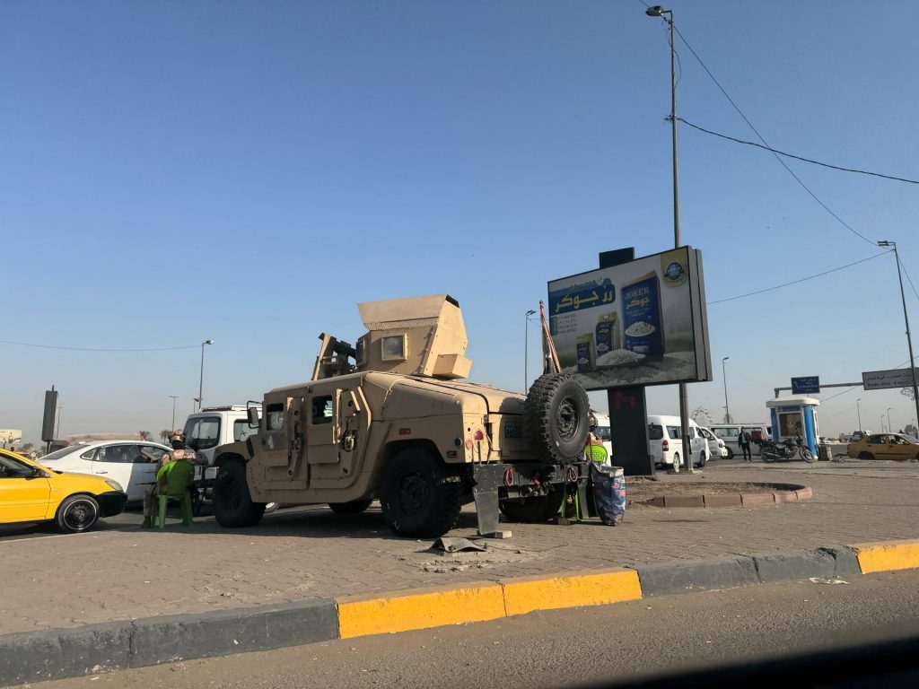 Military humvee in Baghdad in Iraq. The Iraqi Series reflection post
