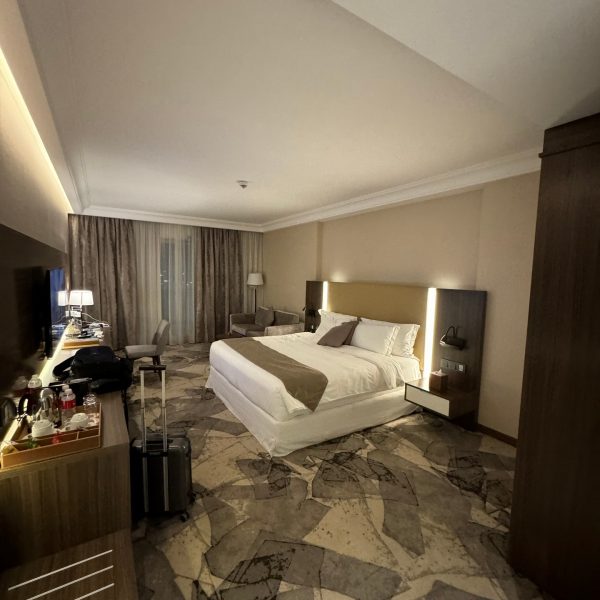 Hotel bedroom in Basra in Iraq. Iraq v Indonesia in Basra