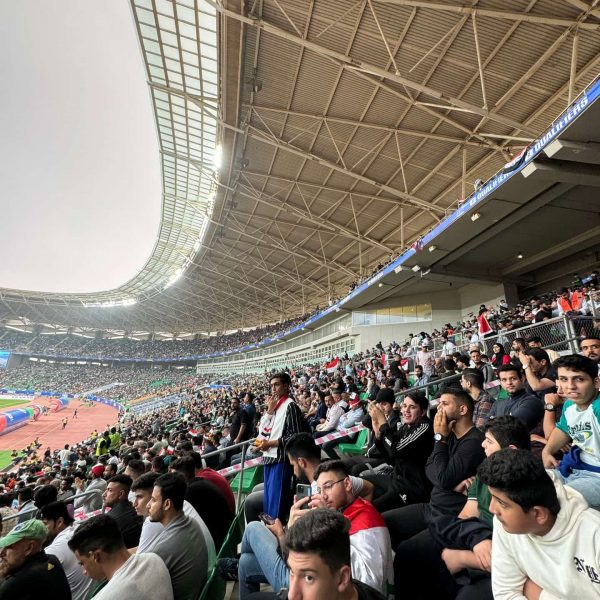 Spectators at stadium in Basra in Iraq. Iraq v Indonesia in Basra