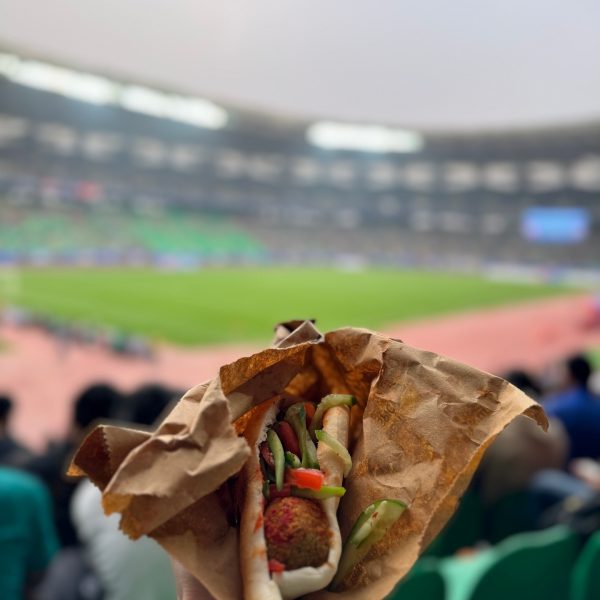 Food at stadium in Basra in Iraq. Iraq v Indonesia in Basra
