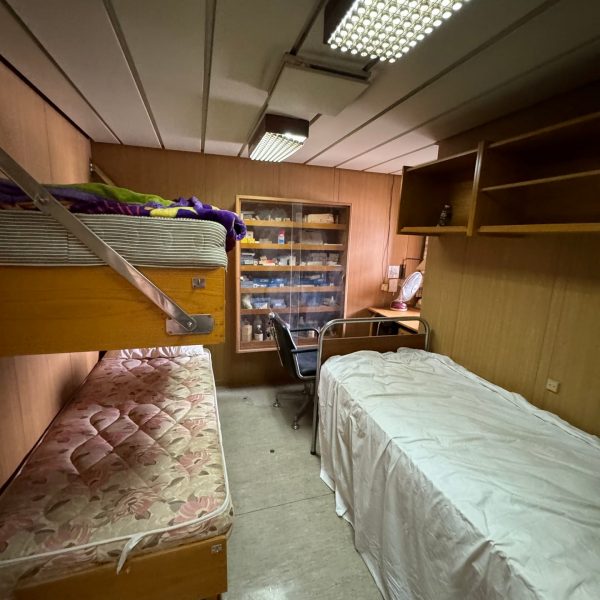 Crew quarters of Basrah Breeze in Iraq. Private tour of Saddam's yacht