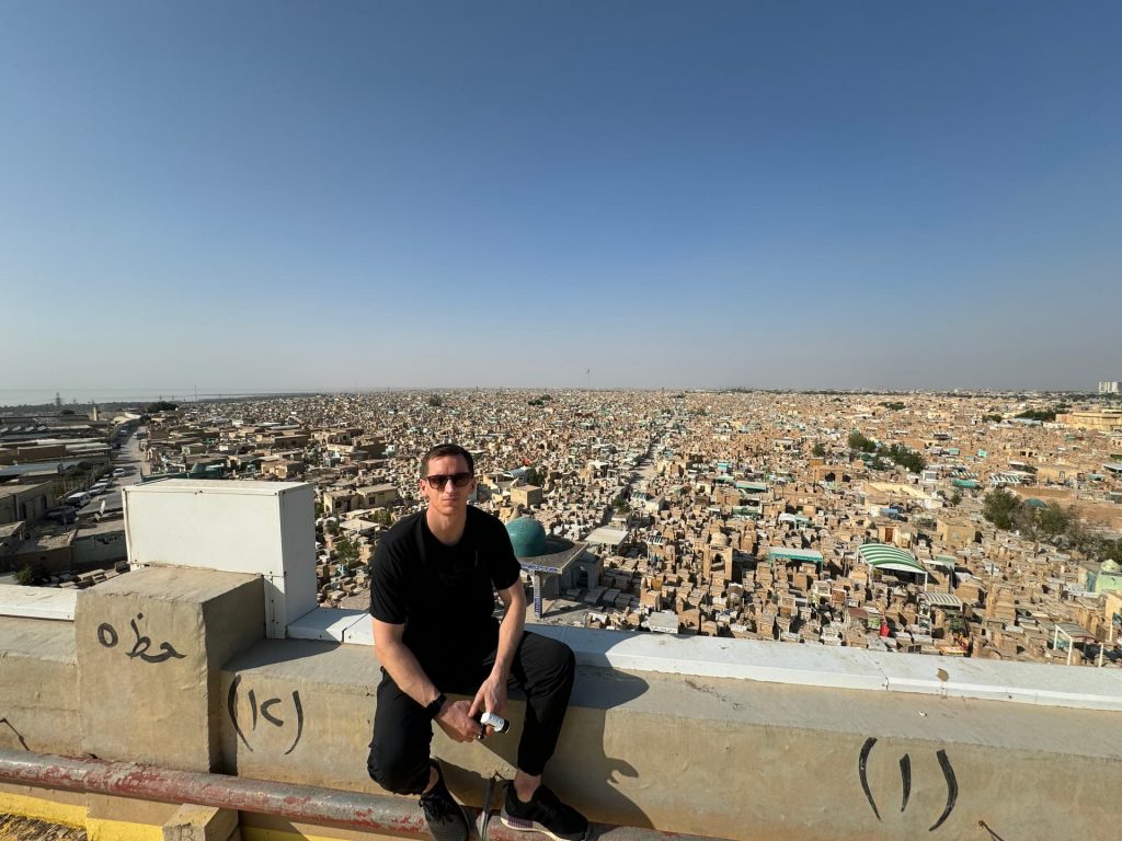 David Simpson at Wadi Al Salam cemetery in Iraq. World’s largest cemetery & sweets