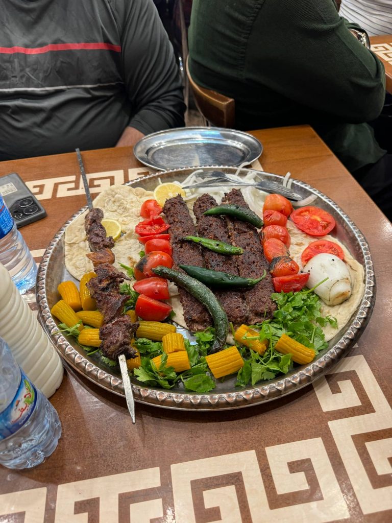 Local food at Kebab Yasein at Erbil in Iraq. Saddam's torture house, Erbil & Sulaymaniyah