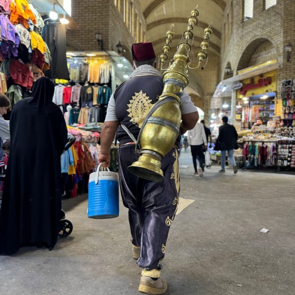 Brass lamp vendor at Erbil market in Iraq. Saddam's torture house, Erbil & Sulaymaniyah
