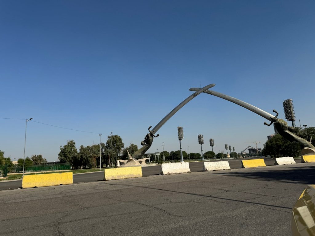Crossed swords monument in Iraq. A tour around Baghdad & the Al Anbar