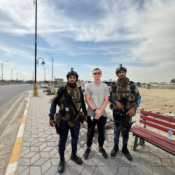 Davis Simpson and military men at Samara in Iraq. Saddam’s hometown, ISIS headquarters & Mosul