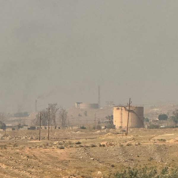 Oil storage tank in Baghdad in Iraq. Iraq v Indonesia in Basra