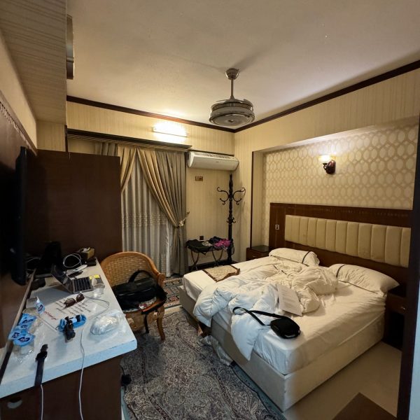 Hotel bedroom in Karbala in Iraq. World’s largest cemetery & sweets