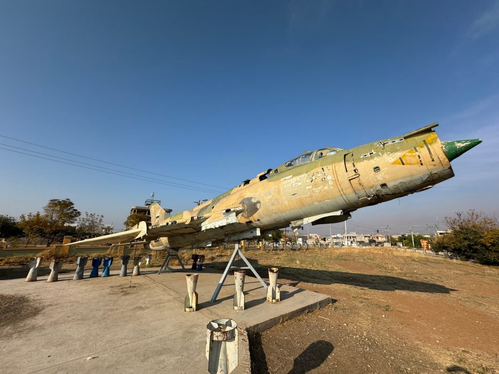 Jet fighter display at Halabja museum in Iraq. Saddam's torture house, Erbil & Sulaymaniyah