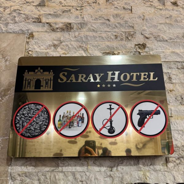 Prohibited sign at hotel at Erbil in Iraq. Saddam's torture house, Erbil & Sulaymaniyah